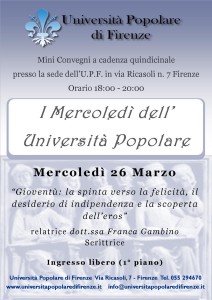 I “Mercoledì dell’Università Popolare” di Firenze