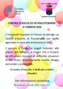 Centro di ascolto di psicoterapia a tariffa ISEE